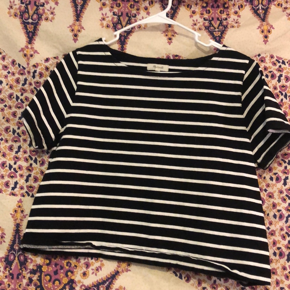 black & white striped top